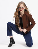 Madame Brown Faux Suede Biker Jacket