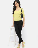 Madame Square Neck Lime Green Crinkled Top