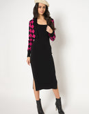 Madame Geometric Print Shrug and Solid Dress Magenta Ensemble