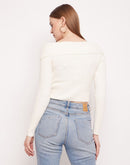 Madame Flap Collar  Off-White Knit Top