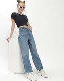 Madame Blue Tapered Fit Cotton Jeans