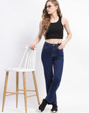 Madame Straight-Fit Dark Blue Cotton Jeans