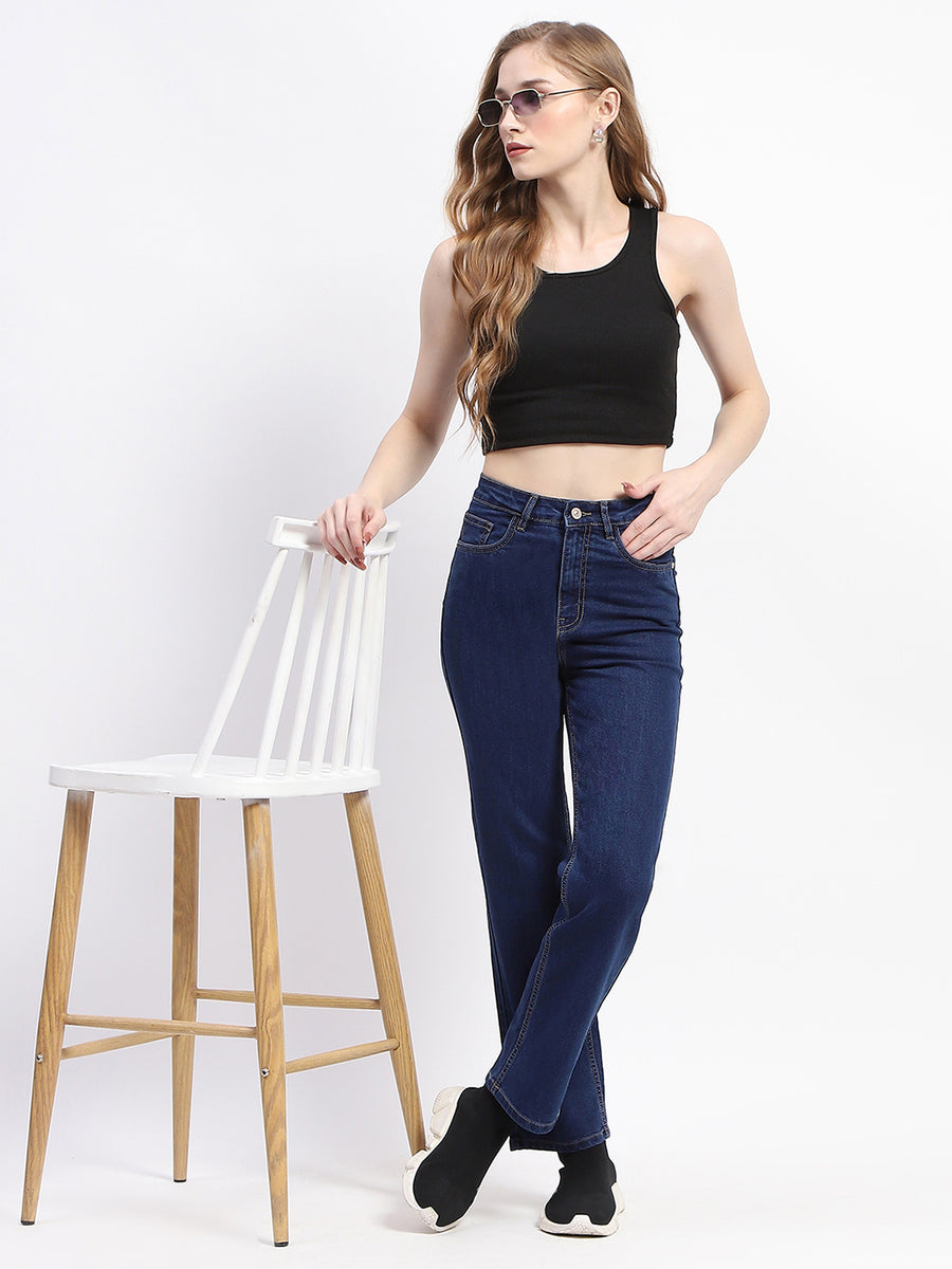 Madame Straight-Fit Dark Blue Cotton Jeans