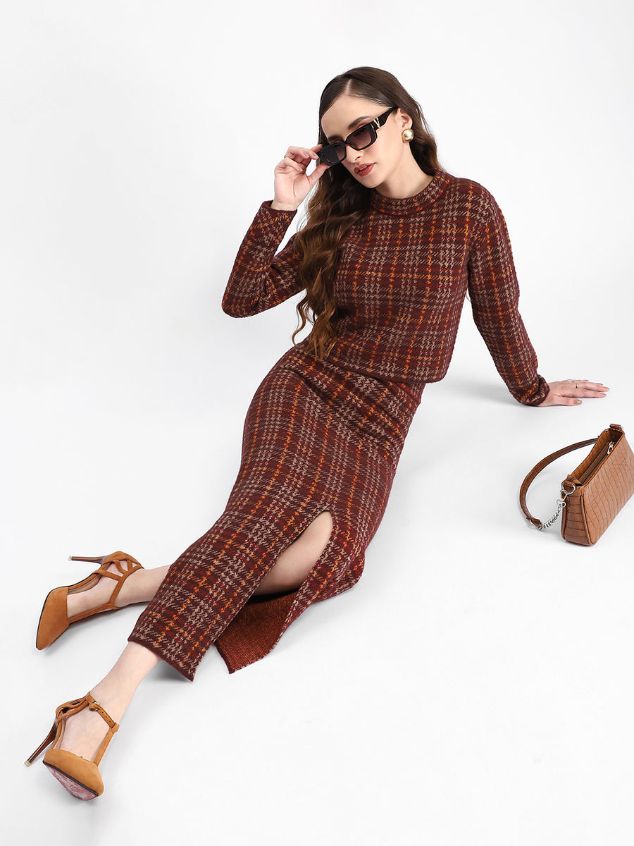 Madame Rust Plaid Skirt and Sweater Co-ord Set