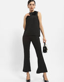 Madame Solid Black Flared Trouser