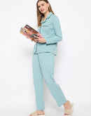 mSECRET Open Front Contrast Bonning Mint Green Night Suit