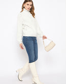 Madame Embellished Turtleneck Off White Sweater