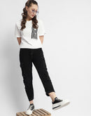 Madame Mid Rise Tapered Fit Black Cargo