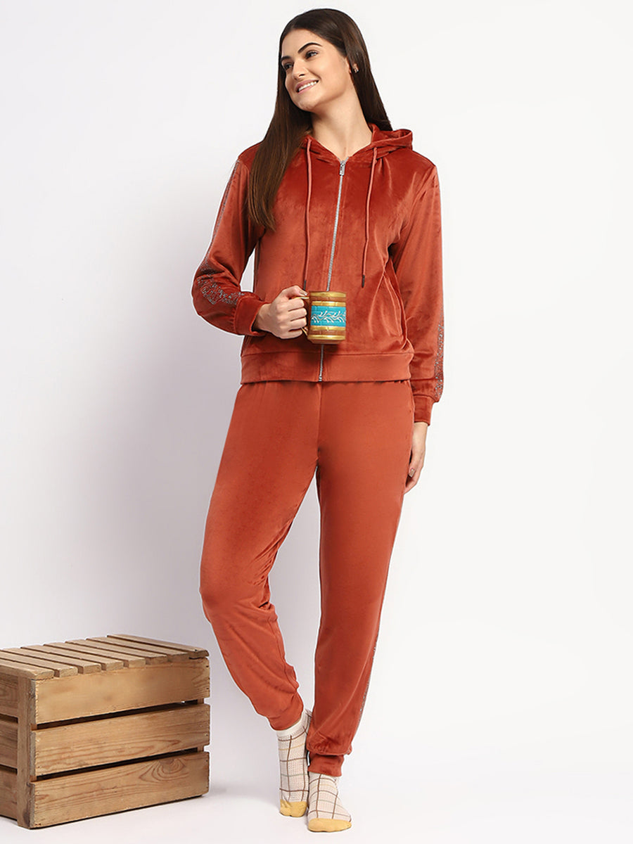 mSECRET Zipped Rust Top and Bottom Night Suit