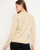 Madame Women Self Design Beige Cardigans