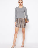 Madame Scalloped Neck Solid Grey Sweater