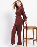 Madame Belted Shirt and Trousers Rust Orange Co-ord Set