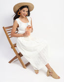 Madame Crochet Tie Wiast Beige Maxi Dress