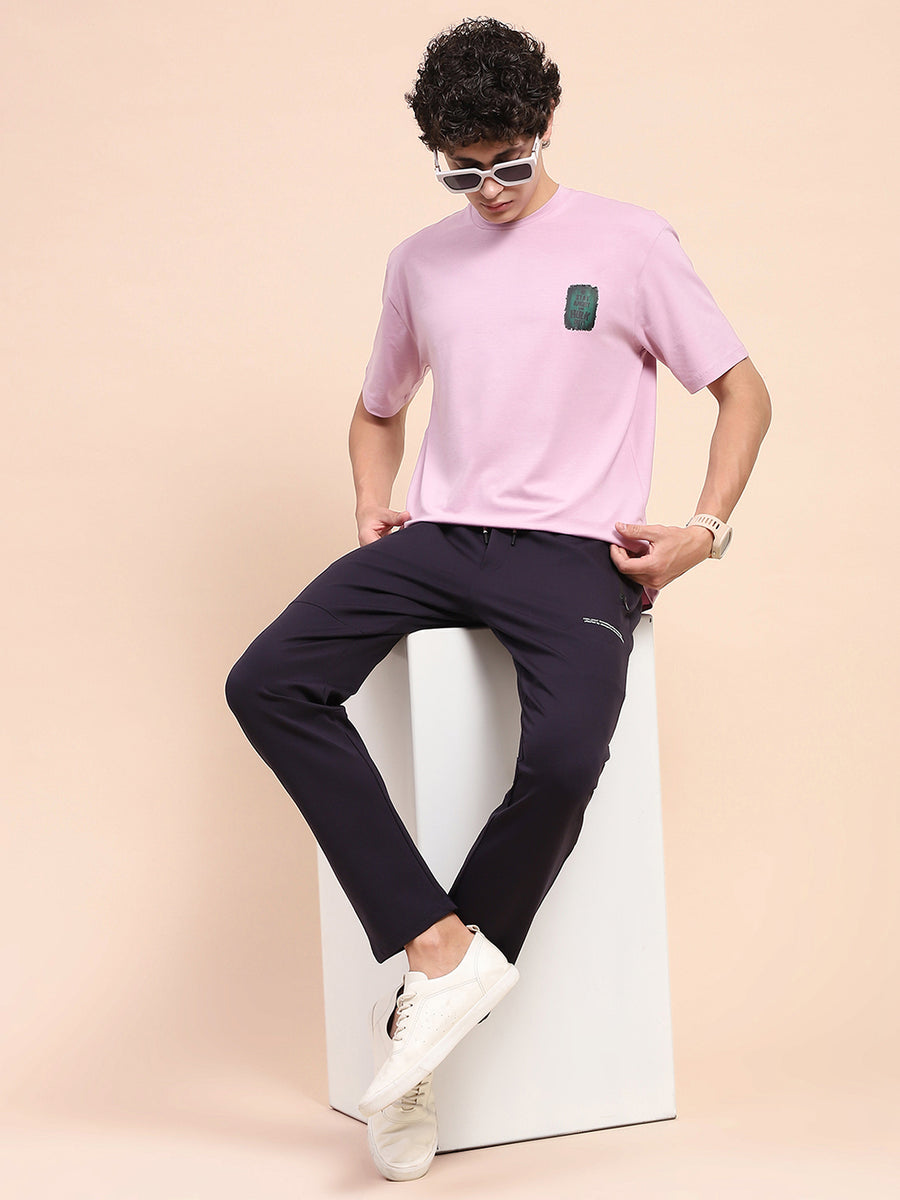 Camla Barcelona Solid Lilac Crew Neck T-Shirt