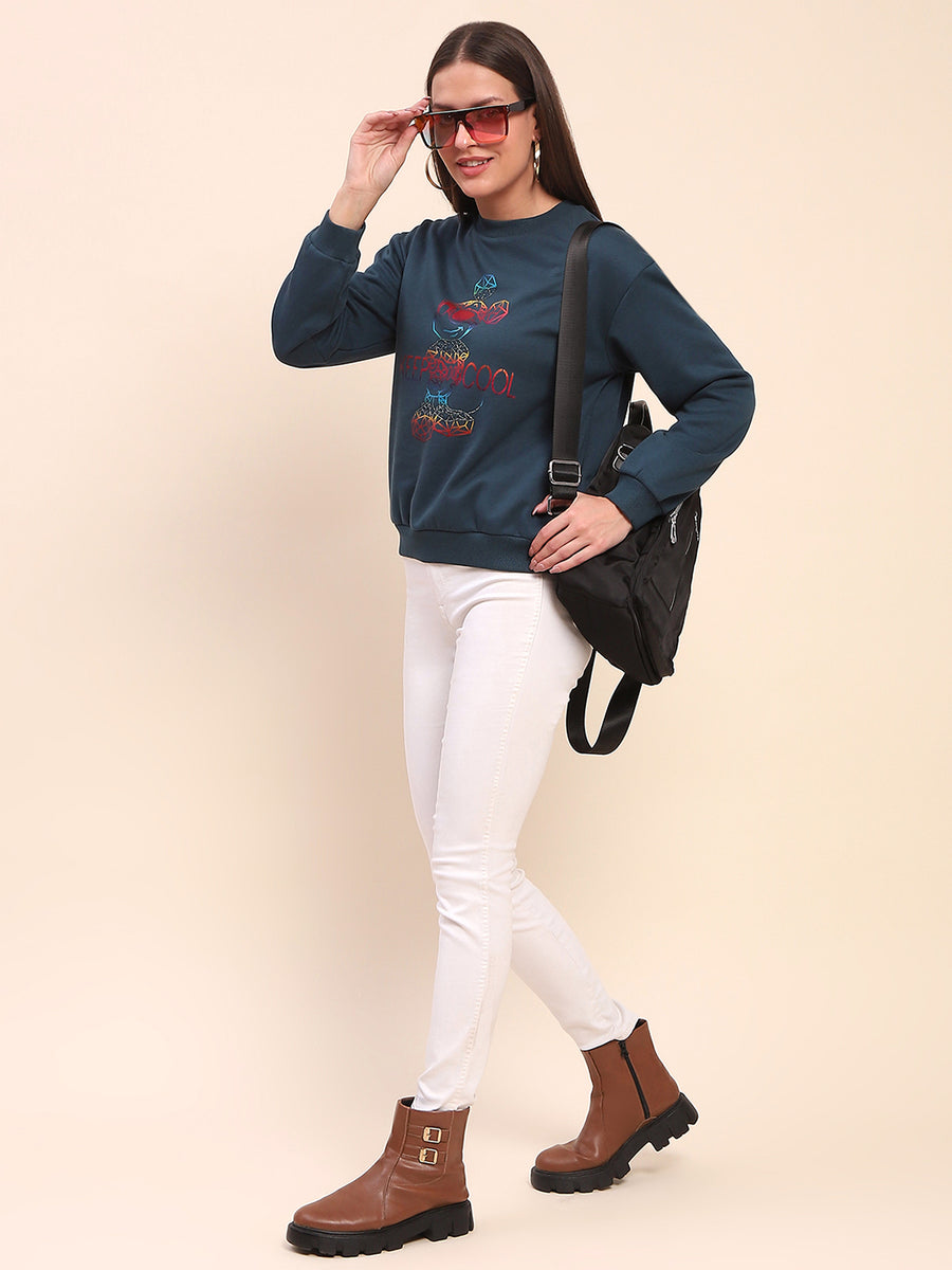 Camla Barcelona Cotton Disney Printed Teal Sweatshirt