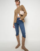 Madame Solid Camel Cable Knit Cardigan