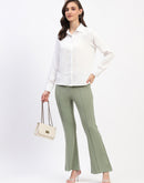 Madame Pleated Elasticated Waist Solid Mint Trousers