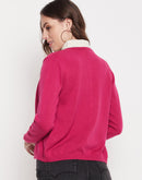 Madame Women Solid Fuschia Cardigans