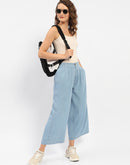 Madame Wide Leg Cropped Light Blue Denim