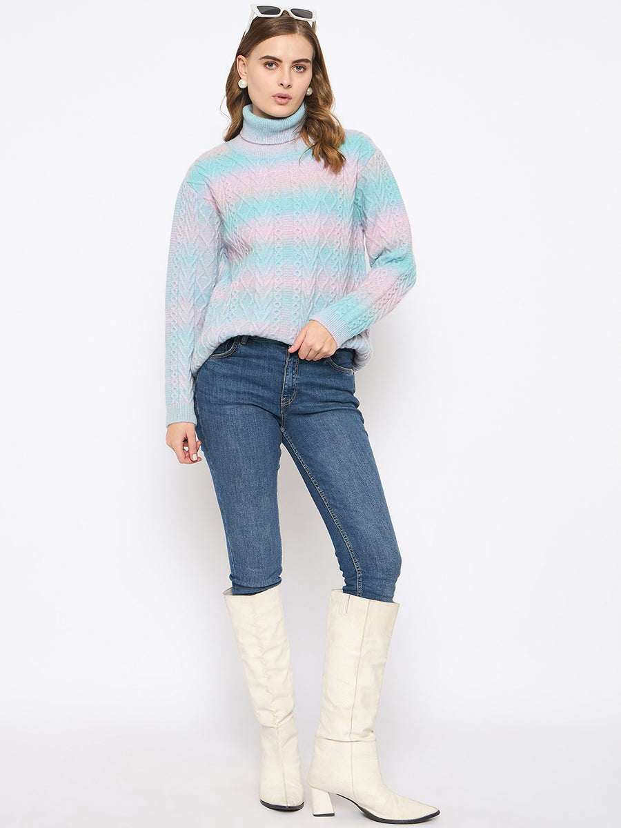 Madame Striped Multicolor Turtleneck Sweater