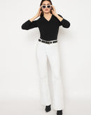 Madame V Neck Skinny Fit Black Sweater