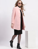 Madame Pink Mandarin Neck Full Sleeve Long Coat