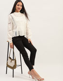 Madame Lace Detailing Solid White Top