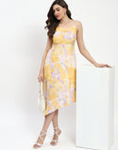 Madame Mustard Fit And Flare Cotton Blend Midi Dress