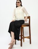 Madame Bridgerton Embroidered Lacework Beige Tencel Shirt