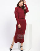 Madame Shanaya Kapoor Red Shimmery Turtleneck Top and Skirt Co-ord Set