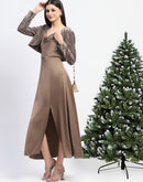 Madame Cowl Neck Golden Satin Maxi Dress