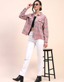 Camla Barcelona Checkered Dusty Pink Flap Patch Cotton Shirt