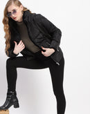 Madame High Neck Quilted Black Puffer Jacket