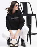 Madame Fleece Handwork And Embroidered Black Sweatshirt  For Women