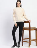 Madame Nylon Blend Full Sleeve Solid Beige Sweater