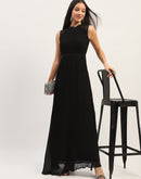 Madame Fit And Flare Black Maxi Dress