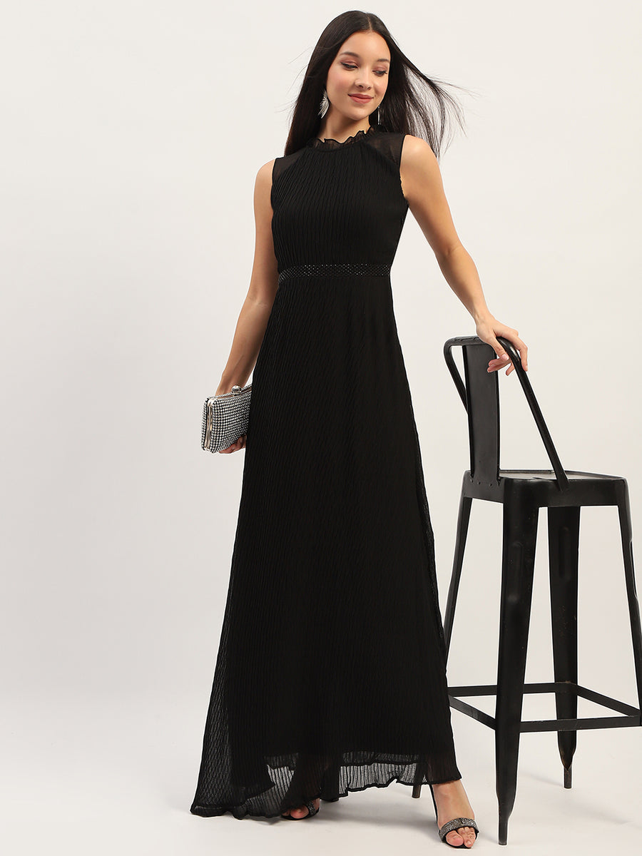 Madame Fit And Flare Black Maxi Dress