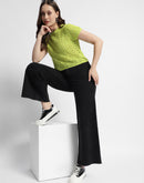 Madame Neon Green Round Neck Knitted Top