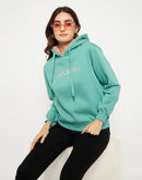 Madame Branding Print And Handwork Seafoam Hooded Sweatshirt