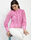 Madame Bridgerton Lacework Pleated Nylon Mauve Shirt