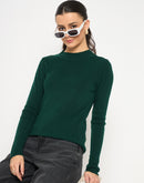 Madame Mock Neck Solid Green Skeeve