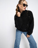 Madame Embellished Turtleneck Black Sweater