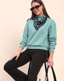 Camla Barcelona Cotton High Neck Sea Green Sweatshirt