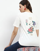 Madame Bridgerton Embossed Graphics White Cotton T-Shirt