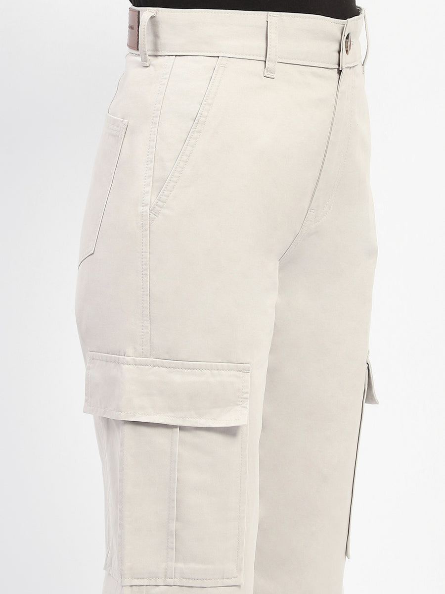 Madame Solid Grey Cargo Jeans