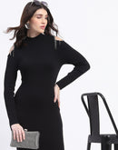 Madame Rhinestone Embellished Cold Shoulder Black Midi Dress