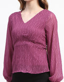 Madame Purple V-Neck Empire Waist Top