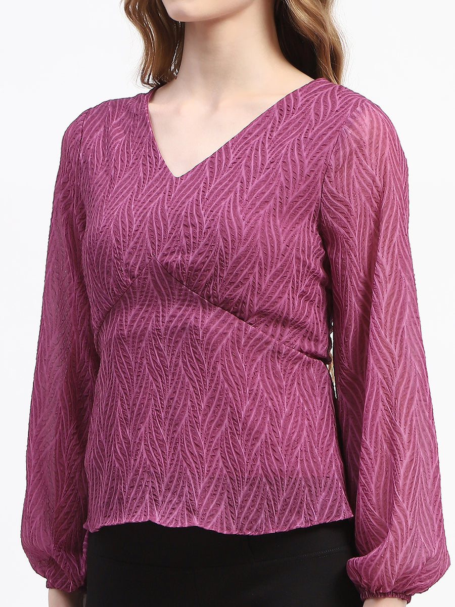 Madame Purple V-Neck Empire Waist Top