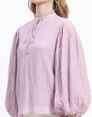 Madame Mock Neck Solid Mauve Cotton Blend