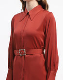 Madame Belted Shirt and Trousers Rust Orange Co-ord Set